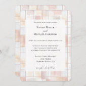 Blush Peach Squares Wedding Einladung (Vorne/Hinten)