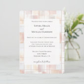 Blush Peach Squares Wedding Einladung (Stehend Vorderseite)
