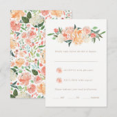 Blush Peach Wassercolor Bloral Wedding RSVP Karte (Vorne/Hinten)