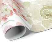 Blush & Peach Wassercolor Blumenmuster Hochzeit Geschenkpapier (Rolleneckpunkt)