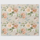 Blush & Peach Wassercolor Blumenmuster Hochzeit Geschenkpapier (Flach)