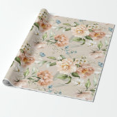 Blush & Peach Wassercolor Blumenmuster Hochzeit Geschenkpapier (Ungerollt)