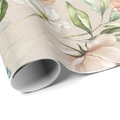 Blush & Peach Wassercolor Blumenmuster Hochzeit Geschenkpapier (Rolleneckpunkt)
