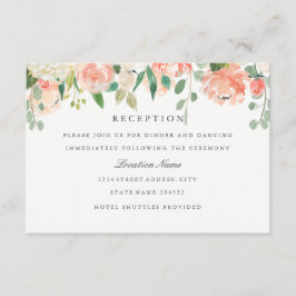 Blush Peach Watercolor Blumenhochzeit Empfang Begleitkarte