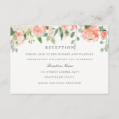 Blush Peach Watercolor Blumenhochzeit Empfang Begleitkarte (Vorderseite)
