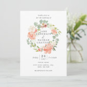 Blush Peach Watercolor Blumenzeremonie Einladung (Stehend Vorderseite)