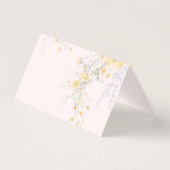 Blush Peach Wildflowers Folded Wedding Place Cards (Rückseite)