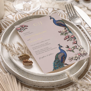 Blush Peacock Gold Wedding Folieneinladung