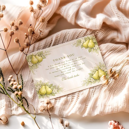 Blush Pear Perfect Pair Bridal Shower Dankeskarte