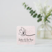 *~* Blush Pearl Glitzer Peach Pink Line Art Blume Quadratische Visitenkarte (Stehend Vorderseite)