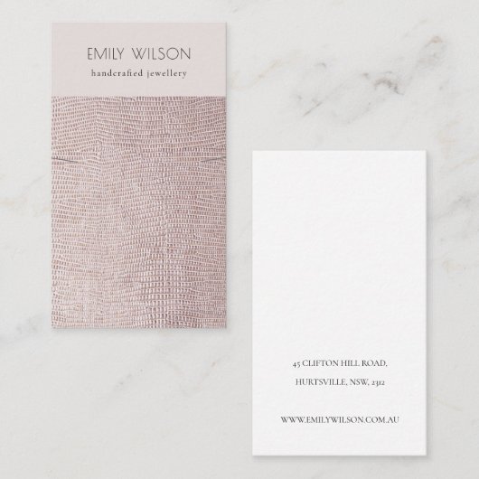 Blush Pearl Leather Texture Necklace Display Visitenkarte (Vorne/Hinten)