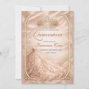 Blush & Pearl Royal Tiara Quinceanera Einladung
