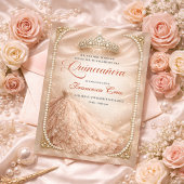 Blush & Pearl Royal Tiara quinceanera  Einladung
