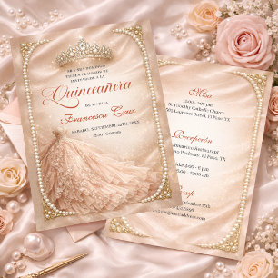 Blush & Pearl Royal Tiara Spanische Quinceanera   Einladung