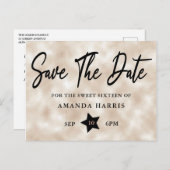 Blush Pearl Sweet 16 Save the Date Postkarte (Vorne/Hinten)