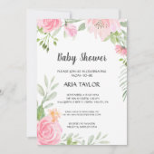 Blush Peonies Baby Dusche Einladung (Vorderseite)