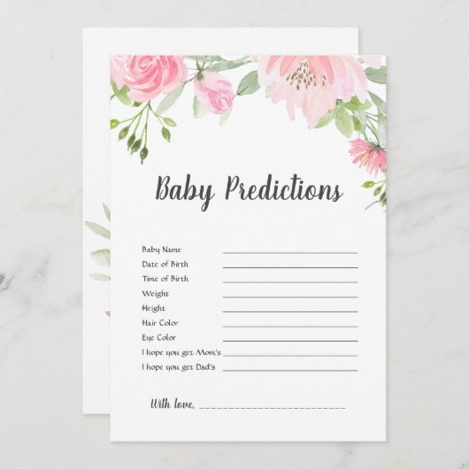Blush Peonies Baby Predictions Game (Vorne/Hinten)