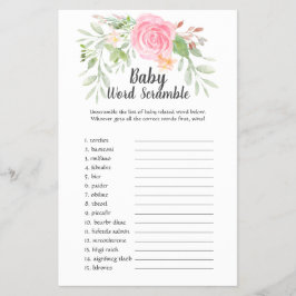 Blush Peonies Baby Word Scramble Flyer