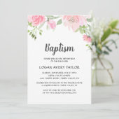 Blush Peonies Baptisse Einladung (Stehend Vorderseite)