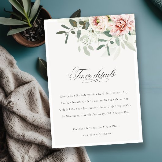 Blush Peonies Eucalyptus Foliage Hochzeitdetails Begleitkarte