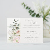 Blush Peonies Eucalyptus Foliage Hochzeitempfang Begleitkarte (Stehend Vorderseite)