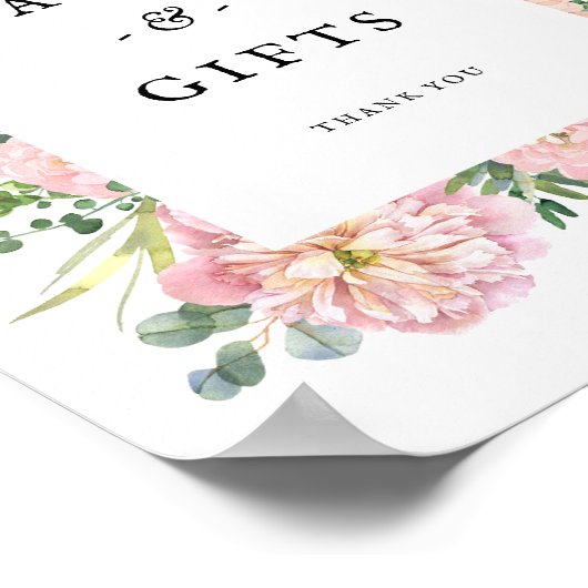 Blush Peonies Hydrangea Eucalyptus Cards Geschenke Poster (Ecke)