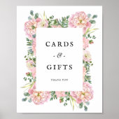 Blush Peonies Hydrangea Eucalyptus Cards Geschenke Poster (Vorne)