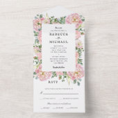 Blush Peonies Hydrangea Eukalyptus Wedding All In One Einladung (Innen Boden)