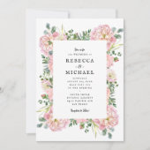 Blush Peonies Hydrangea Eukalyptus Wedding Einladung (Vorderseite)