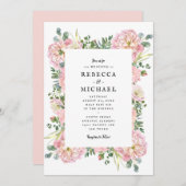 Blush Peonies Hydrangea Eukalyptus Wedding Einladung (Vorne/Hinten)