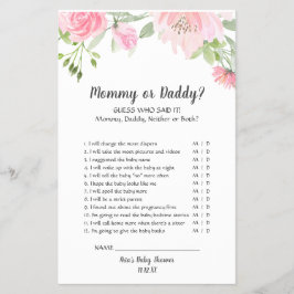 Blush Peonies Mommy oder Daddy Game Flyer