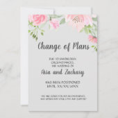 Blush Peonies on Graue Change of Plans Announcemen Einladung (Vorderseite)