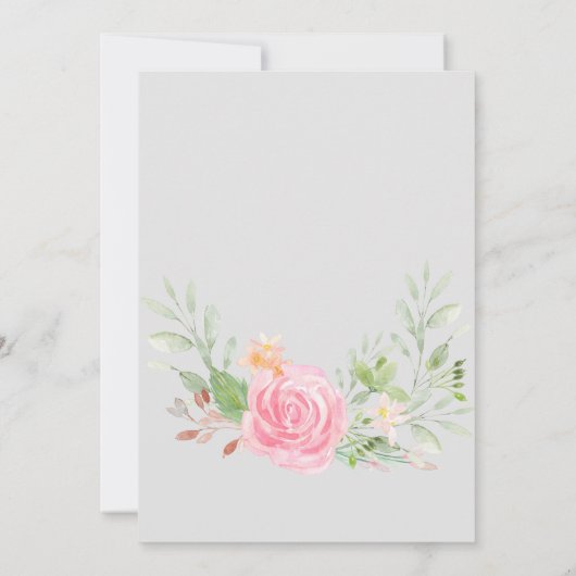 Blush Peonies on Graue Change of Plans Announcemen Einladung (Rückseite)