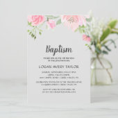 Blush Peonies on Gray Baptisse Einladung (Stehend Vorderseite)