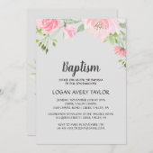 Blush Peonies on Gray Baptisse Einladung (Vorne/Hinten)