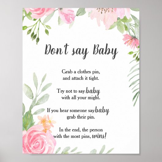 Blush Peonies sagen kein Baby Poster (Vorne)