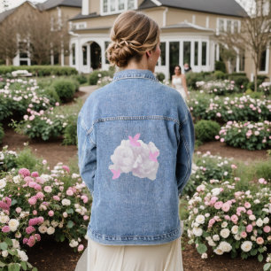 Blush Peonies und rosa Schmetterlinge Jeansjacke