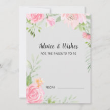 Blush Peonings auf Gray Baby Shower Advisor Cards