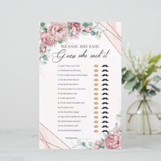 Blush peontus eucalyptus gold Er sagte, sie sagte (Stehend Vorderseite)