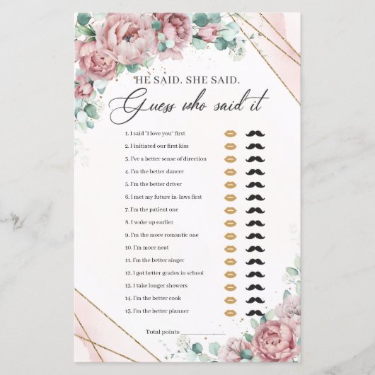 Blush peontus eucalyptus gold Er sagte, sie sagte (Vorderseite)