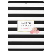 Blush Peony and Black Strip Klemmbrett (Rückseite)