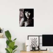 Blush Peony and Tattoo Fashion Model Print Poster (Heimbüro)