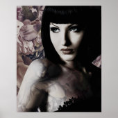 Blush Peony and Tattoo Fashion Model Print Poster (Vorne)