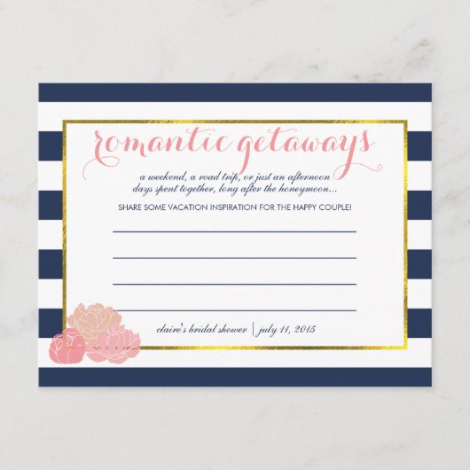 Blush Peony Brautparty Vacation Idee Karte (Vorderseite)