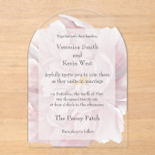 Blush Peony Clear Acrylic Hochzeitseinladung Acryleinladungen (Vorderseite)