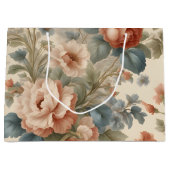 Blush Peony Collage mit blauen Blumen Große Geschenktüte (Vorderseite)
