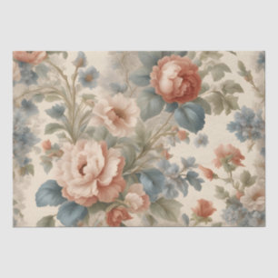 Blush Peony Collage mit blauen Blumen Seidenpapier