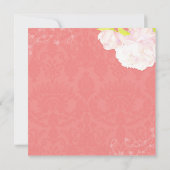 Blush Peony & Coral Damask Wedding Einladung (Rückseite)
