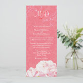 Blush Peony Coral Pink Monogram Wedding Einladung (Stehend Vorderseite)