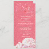 Blush Peony Coral Pink Monogram Wedding Einladung (Vorne/Hinten)